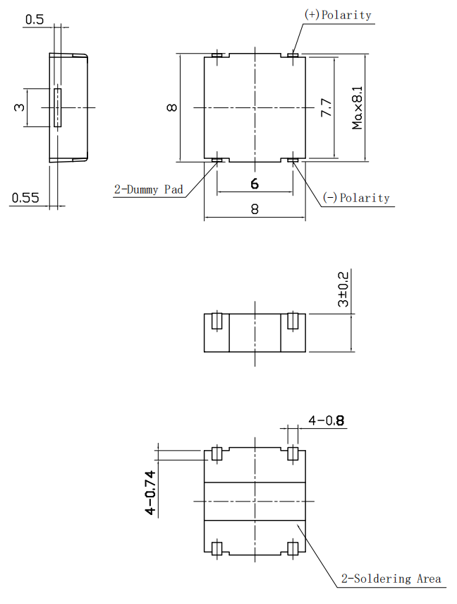 Magnetic-SMD-Transducer-SMT-G8030C-Product-Dimension