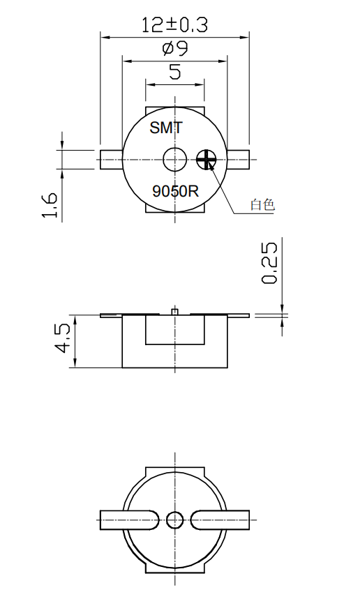 Transductor magnético SMD SMT G9050R Dimensión del producto