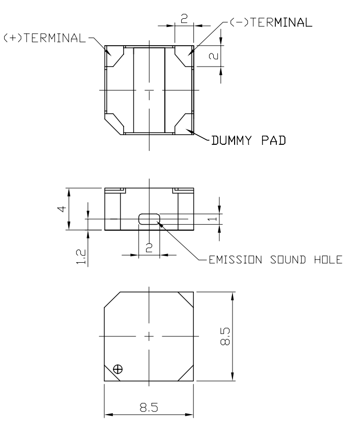 Piezo SMD Transducer SMT G8540B Product Dimension