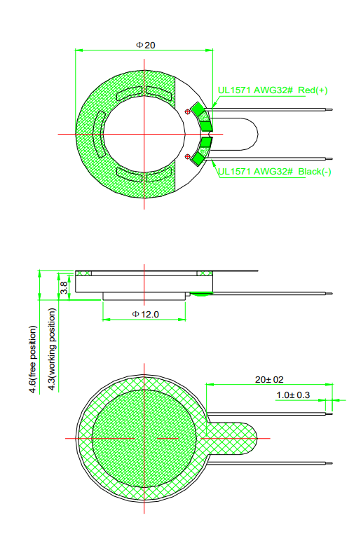 Dimension du produit du haut-parleur numérique KP2036SP3