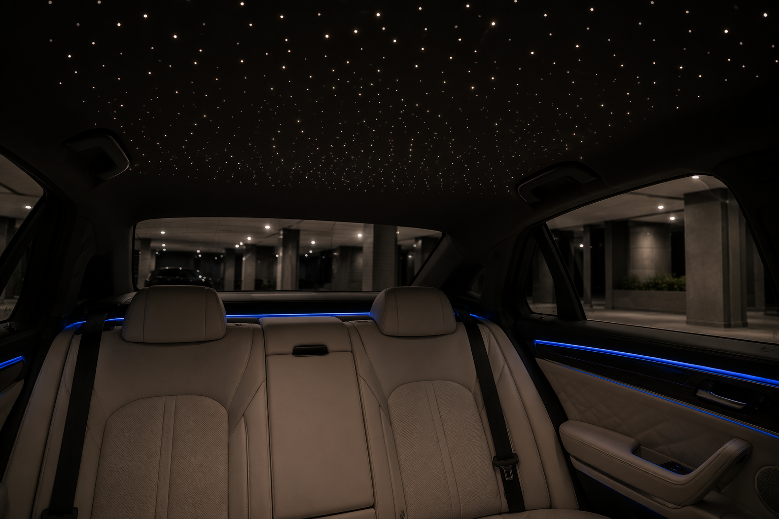 Starlight headliner fiber-optic roof